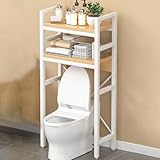 Estante de almacenamiento de 2 niveles sobre el inodoro, estante independiente para baño, ahorro de espacio, marco de metal, estante de baño multifuncional blanco para espacios pequeños, solución de