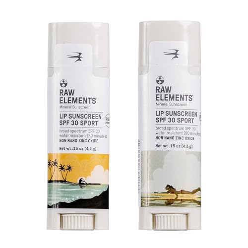 Raw Elements Tinted Lip Beach Pout, Pink Feet, Salt Water SPF 30 .15 oz Sunset Pack