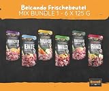 Belcando Frischebeutel Nassfutter | Multi Bundle, Sparpaket | Verschiedene Sorten | 6x125g (125g, Mix 1 - Kaninchen, Ente, Huhn, Wild, Truthahn, Rind)