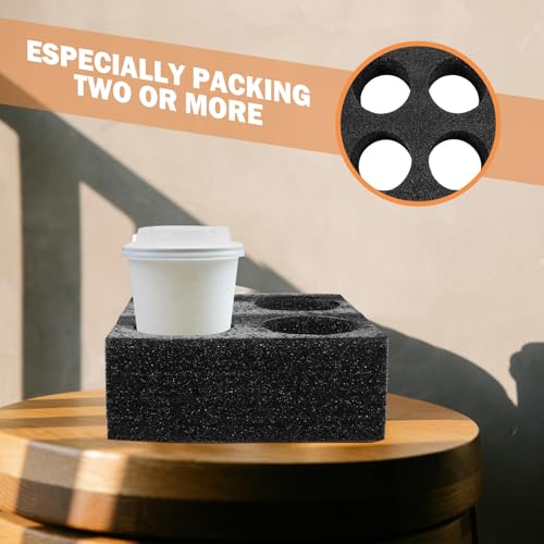 OSALADI Bandeja Portavasos de Espuma 4 Huecos para Bebidas Frías y Calientes, Soporte para Transportar Té Leche, Café y Refrescos, Práctico Portador para Llevar en Hostelería Reutilizable