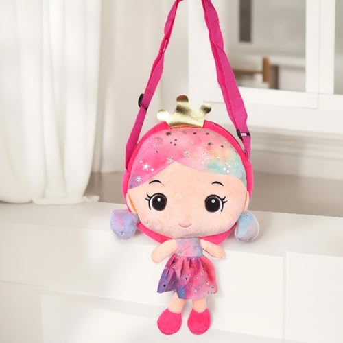 Image of Babique Doll Shape Sling Cross Body Toys Bag for Kids Girls Nursery Travelling Picnic, Adjustable Strap for Girls /Travel /Party /Gift, Random Colors (33 Cm)