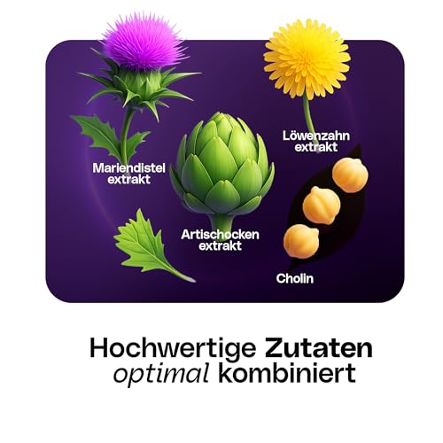 Leber Komplex – mit Mariendistel (80% Silymarin), Artischocke, Löwenzahn & Cholin – 240 Kapseln – hochdosiert, ohne Zusätze, im Apothekerglas, laborgeprüft, in Deutschland produziert – kraftreich®