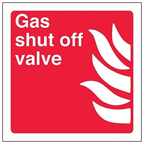 V Safety Gas Shut Off Valve Sign - 150mm x 150mm - 2mm Rigid Plastic