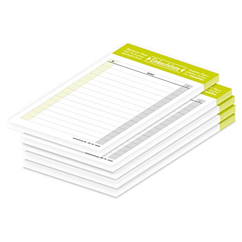 PRICARO Einkaufsliste Typo, limette, A6, 5 Stück