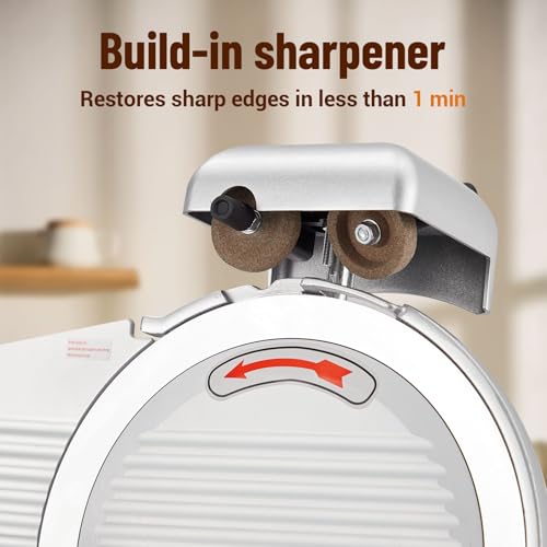 Electric Meat Slicer, 10" Non-sticky Stainless Steel Blade, Electric Frozen & Deli Meat Cheese Ham Food Slicer with Sharpening Stone, Adjustable Slice Thickness, for Home & Commercial, 240W