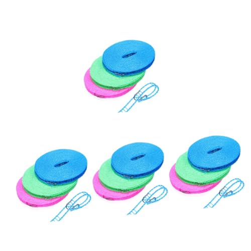 PRETYZOOM 4sets Windproof Clothesline Nylon Laundry Line for Outdoor Travel Each Clothesline Rope with Hooks for Camping and Laundry Use 3rolls*4