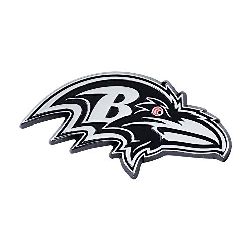 Team ProMark NFL Baltimore Ravens Premium Metal Auto Emblem, Chrome, 3