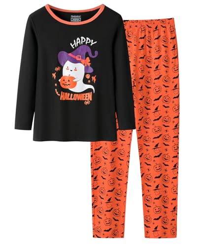 CYCHELRY Cute Cat Pajamas for Girls Size 12-18 Big Kids Long Sleeve and Pant Teens PJS Clothes Sleepwear 2PCS Set