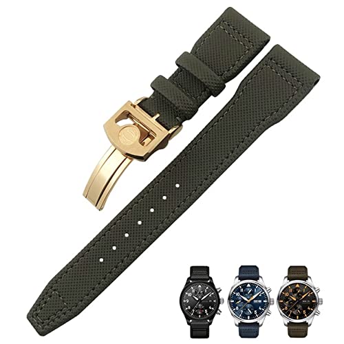 Bracelet de montre en cuir bleu respirant et nylon bleu pour boîtier IWC 21mm