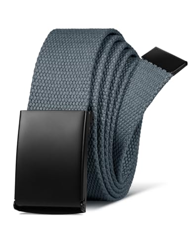 LXMY Gürtel Herren,Herren Gürtel Ohne Löcher,Stufenlos Verstellbar Canvas Stoff Gürtel Herren,Der Outdoor Business Arbeitsgürtel Passt überall Hin(Grau)