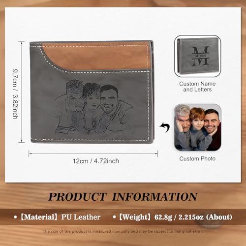 kaululu Personalized Photo Wallet - Custom Picture Monogram Faux Leather Name Wallet Gifts for Dad Husband4