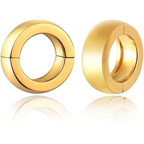 Casvort 2 PCS Womens Anti-allergic Elegant Hoop Ear Hangers Weights 316 Stainless Steel Ear Plugs Body Jewelry Piercing Dangle Gauges Tunnles 6g, Metal, sandstone Cover