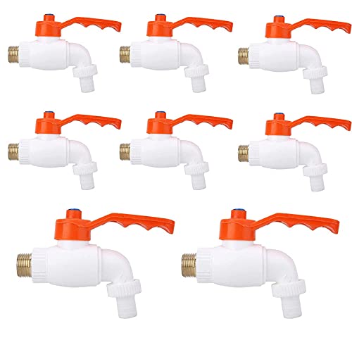 Supreme Bazaar Plastic Heavy Duty White Turkey Nozzle Bib Cock Tap for Bathroom Kitchen & Garden - Pack of 8