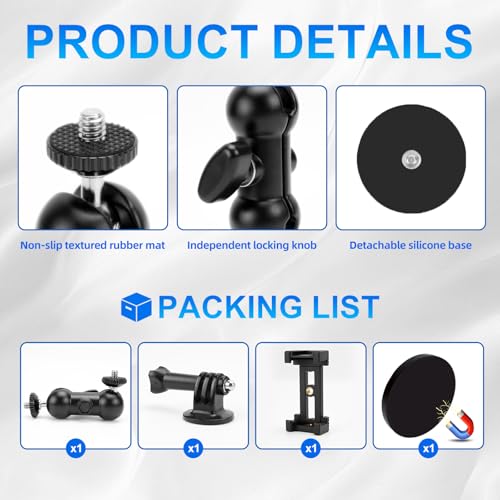 TYBYBB Handyhalterung Auto Saugnapf Kompatibel mit Gopro Hero 13/12/11/10/9/8, DJIOsmo Pocket 3 Action 5 4 3 Saugnapfhalterung Auto, Insta 360 X4 X3 X2 Go 3 Pro Halterung Suction Cup Mount