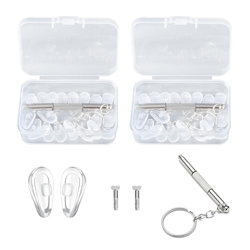 Lot de 40 Paires Plaquettes de Nez Antidérapantes en Silicone Souple Transparent, coussinet lunettes nez Forme Goutte, Coussinets de Nez Confortables Anti-Glisse,...