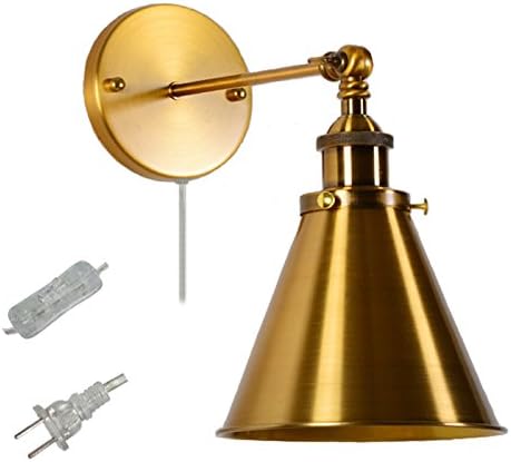 Kiven 1-Light Plug-in Wall Sconce,Conical Copper Plating, 5.9 Foot Clear Cord, BD0274