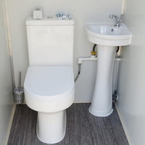 Image of Outdoor Portable Toilet with 2 Private Stalls, Mobile Restroom for Concerts, Conventions, Construction, Sporting Events