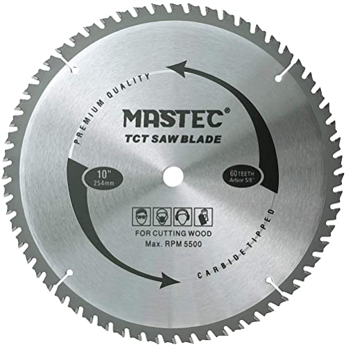 10 Inch Table Saw Blade with 60T ATB Anti Kickback Tooth for Wood and 5/8-Inch Arbor -  MASTEC