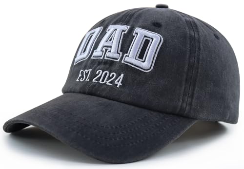 Funny Dad Est 2024 Hat for Men, Adjustable Cotton 3D Embroidered Daddy Baseball Cap - Image 3