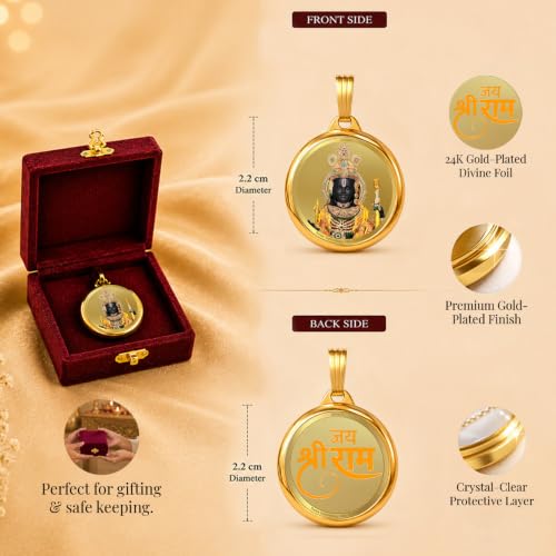 Image of DIVINITI 24K Gold Plated Double-Sided Religious Pendant with Premium Gift Box, Spiritual Locket for Men & Women, Devotional Jewellery for Gifting & Everyday Wear
