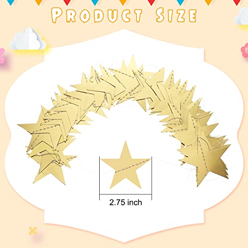 Image of Spakon 65 Feet Glitter Star Paper Garland Banner Hanging Decoration Star Streamers Double Side 2026 Graduation Decorations for Wedding Birthday Festival New Year Party Decoration (Gold)