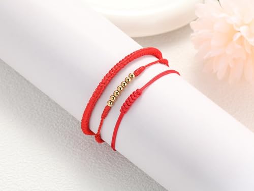 Bracelets for Women Kabbalah Red String Bracelet With Gold Bead 7 Knot Protection Bracelets Handmade Braided Jewelry Adjustable Amulet Good Luck Gift for Men2