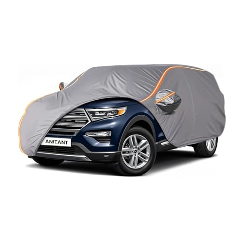 Image of Custom Fit Ford Explorer Car Cover 2006-2025 Outdoor Waterproof Car Cover All Weather with Door Zipper Cotton Lining Scratch Resistant Rain Sun UV Dust Snow Protection