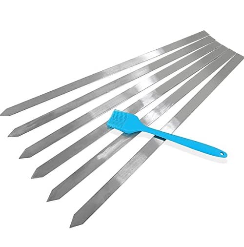 W.A Bakers Stainless Steel Flat Kebab Skewers, 24 inch Turkish Skewers, Perfect for Kebab, Turkish Style and paneer Tikka BBQ with one -Brush - Free - (Pack of 6pcs) (B0BJ94B9WT) Amazon Price History, Amazon Price Tracker