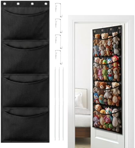 VISATOR Kuscheltier Aufbewahrung Stofftier Tür Organizer Hängend Spielzeug | Hängeorganizer Hängeaufbewahrung Stofftiernetzoder Oder Hängematte Organizer zum Aufhängen für Kinderzi
