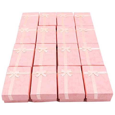 YDong 16pcs Paper Jewelry Gifts Boxes For Jewelry Display-Rings, Small Watches, Necklaces, Earrings, Bracelet Gift Packaging Box (Pink) Cover