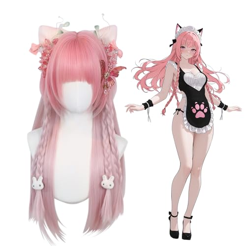 KORURACLUB gradient Wigs cosplay Wig pink and lolita wigs anime wig halloween Wigs for women (No accessories included) (Blossom Pink Mist)