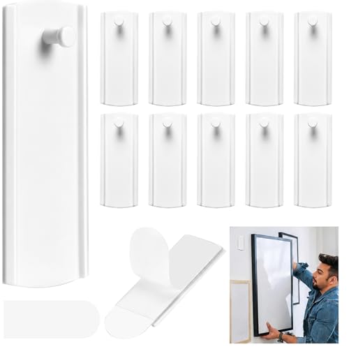 TPTGIAR   Juego de 12 clavos adhesivos para marco de fotos: fotos, colgar sin taladrar, ganchos adhesivos con 19 tiras extraíbles, clavos adhesivos para termómetro, espejo