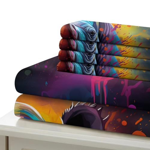 Parure de lit singe 3D 260x220 cm avec housse de couette microfibre super king - 7