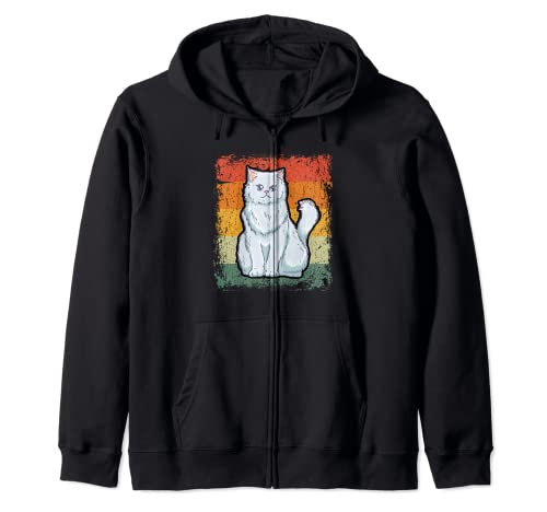 Retro Cat Lover Vintage Persian Cat Zip Hoodie