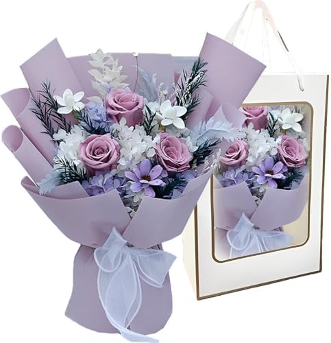Preserved Flowers Bouquet, Forever Flowers with Gift Box ,Rose Fl...