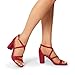 DREAM PAIRS Women’s Ankle Strap Dress Pump Low Chunky Heel Sandals,Size 8W,Red-Suede,MADISON