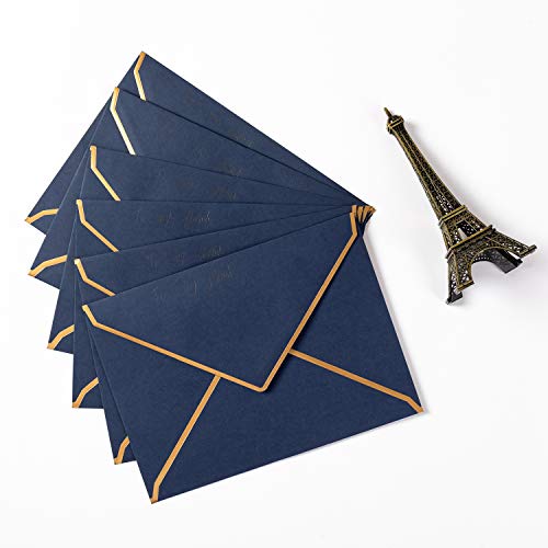 100 Pack A7 Envelopes 5x7 Navy Blue Gold Border 5.32x7.28 Inches by Homtable - Used condition - Image 5