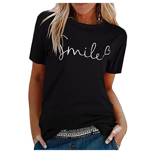 Tuopuda T-shirt damer, sommartoppar, rund hals, kortärmad tryck, blus, baströja, bekväm bomull, tunika, t-shirt, toppar, smal skjorta för vår, sommar, höst, Z1-svart, M