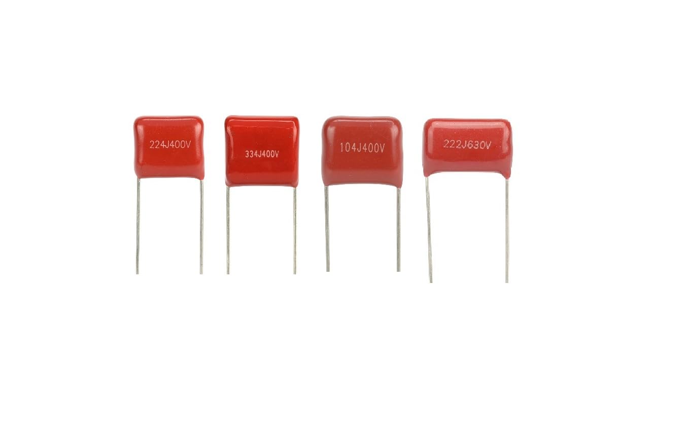 180 Pcs 15 Values Metallized Film Capacitor Kit | DC 400V 630V, 0.01uF - 0.56uF, 0.001uF - 0.068uF, Polypropylene Film