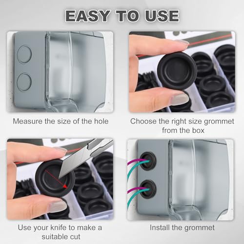 200 Stück Kabeldurchführung Gummi, Gummistopfen Set, Gummi Kabeltüllen Set, Kabeldurchführung Wasserdicht, Gummitülle Kabel zum Schutz von Drähten, Kabelverbindern, 7 Größen