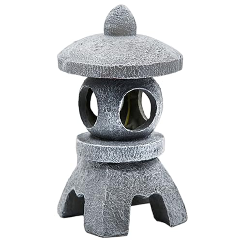 CGTQROVR Japanese Pagoda Statues Waterproof Solar Pagoda Lantern Decorative Japanese Stone Lantern for Garden Yard Lawn Balcony Patio Porch