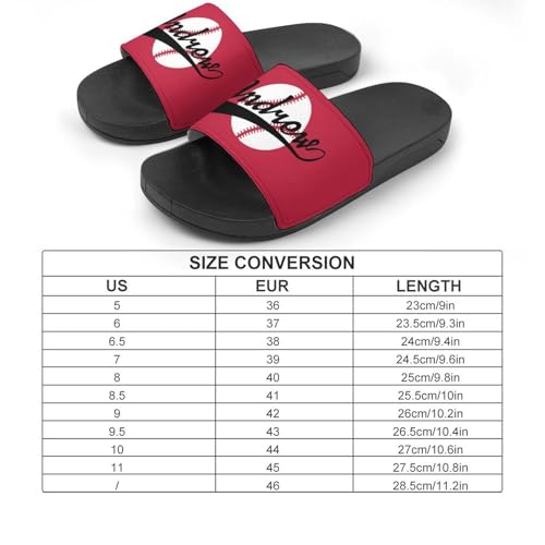 Custom Sports Slides Personalized Slippers - Baseball Sandals Quick Drying Softball Slippers Indoor Outdoor,Gifts for Men Youth Boy (Black,Style 20)2