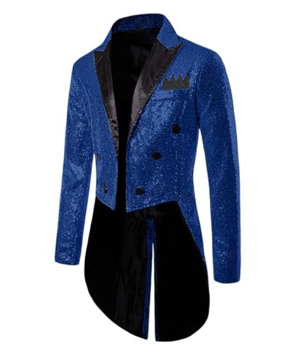 Mens Sequin Suit,Mens Tailcoat Slim Fit Suits Jacket Tuxedo Blazer for Men Concert Proms Party