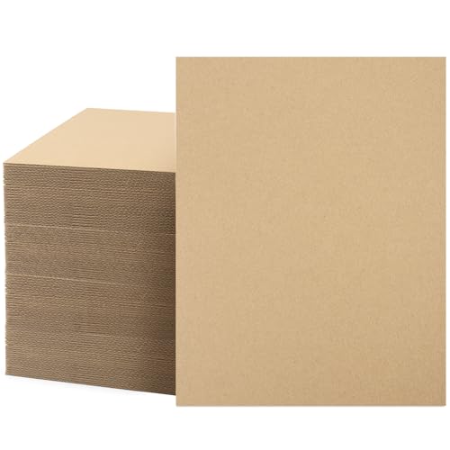 Image of MBC Mat Board Center, 100-Pack Corrugated Cardboard Sheets 8.5x11 Inches Flat Card Board Inserts Layer Pads for Mailing, Packing, Shipping, Frame Backing & DIY Crafts (Kraft Brown)