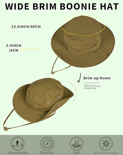 Image of Sun Hats for Men Women Bucket Hat UPF 50+ Boonie Hat Foldable UV Protection Hiking Beach Fishing Summer Safari