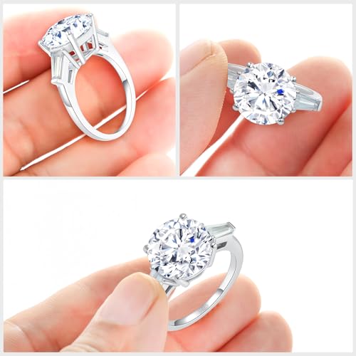 7.5 CT Cubic Zirconia Solitaire Engagement Ring for Women, 925 Sterling Silver & 18K White Gold Plated, Wedding Promise Ring Size 4.5-104