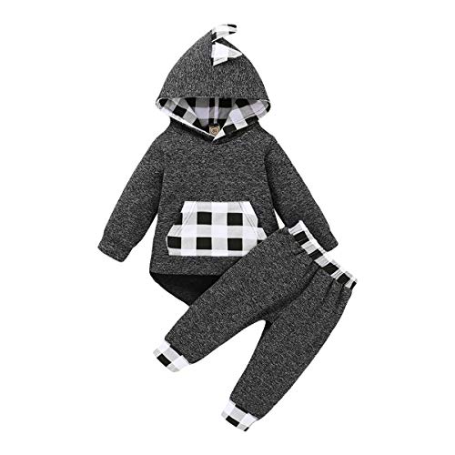 2T Boy Clothes Toddler Dinosaur Sweatshirt 3T Boy Outfit Long Sleeve Sweater Little Boy Hoodies Plaid Pants Set Fall Winter 2 3 Year Old Boy Clothes Grey