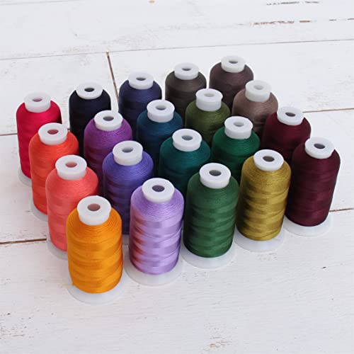 Threadart 20 Spool Polyester Embroidery Machine Thread Dark Colors | 1000M Spools 40Wt | For Brother Babylock Janome Singer Pfaff Husqvarna Bernina Machines - 10 Sets Available #TOP18