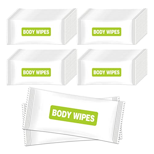 Toallitas corporales envueltas individualmente, paquete de 100 toallitas corporales de viaje envueltas individualmente, extracto de aloe vera, eliminación de olores, toallitas corporales sin hogar