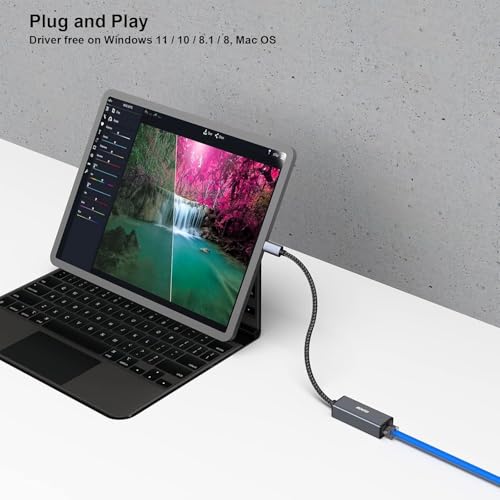 Image of BENFEI USB-C to Ethernet Adapter, USB Type-C (Thunderbolt 3 /4) to RJ45 Gigabit Ethernet LAN Network Adapter Compatible with iPhone 15 Pro /Max, MacBook Pro /Air 2023, iPad Pro,iMac, S23, XPS 17 and More